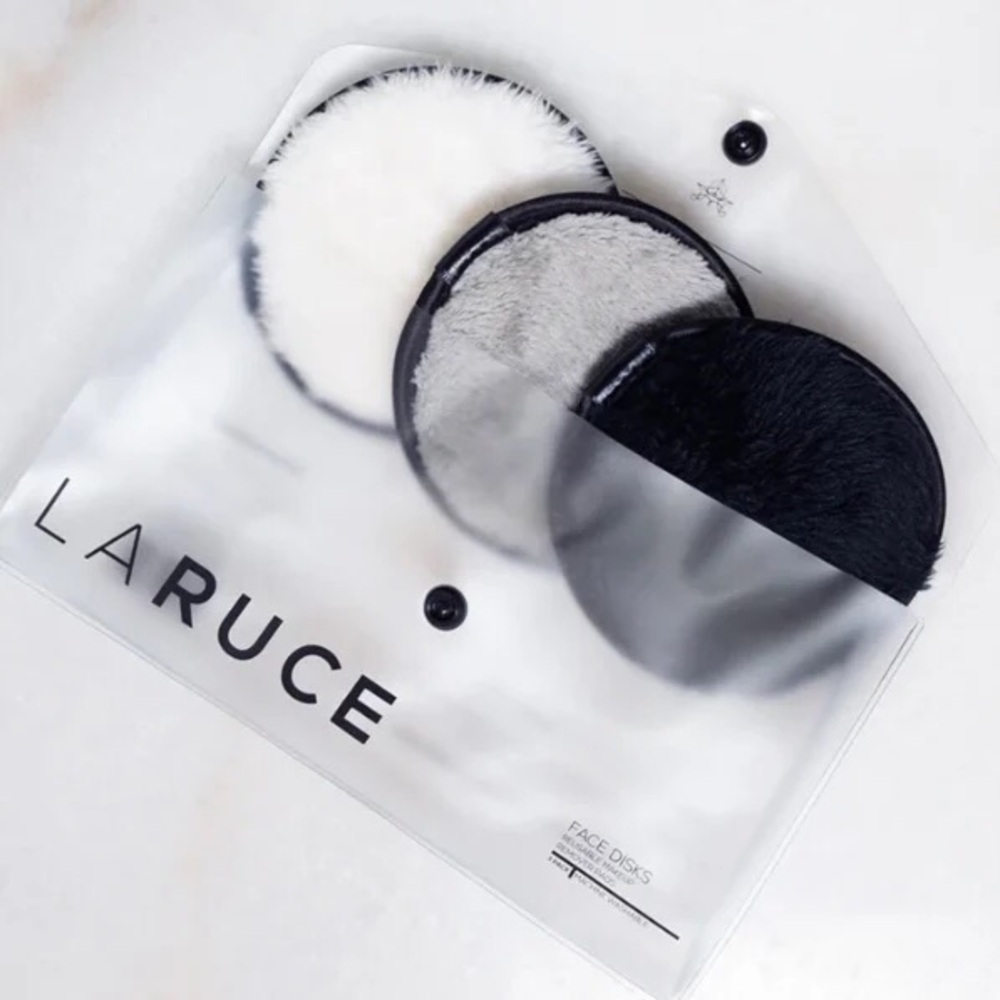 Laruce Face Disks Reusable Makeup Remover Pads Set of 3 Black Grey White *BNIB